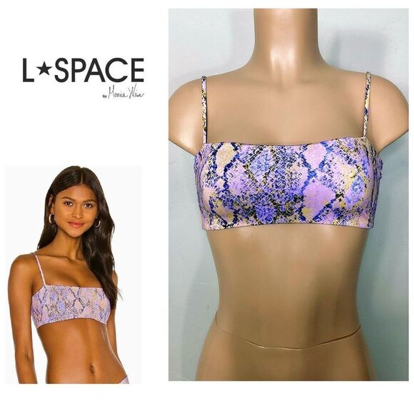 New. L*SPACE Purple snake print bikini top. Small. Retails $88 - Picture 1 of 11